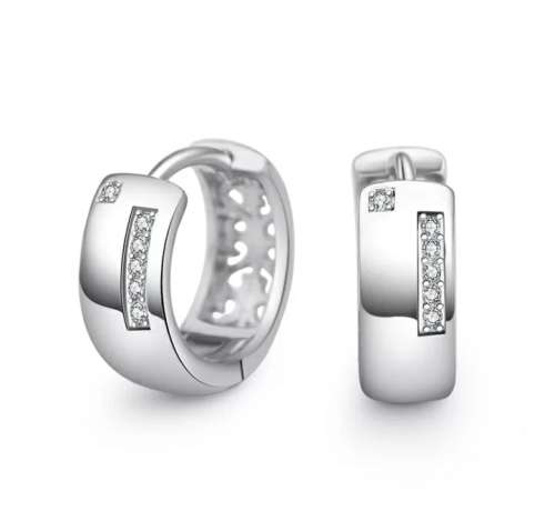 925 Silver Little Diamond Hoop Earring