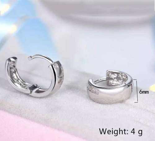 925 Silver Little Diamond Hoop Earring