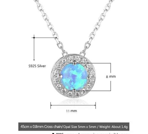925 Silver Blue Crystal Necklace and Earrings Set.