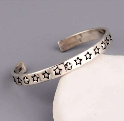 925 Silver Multi Star Open Cuff Bangle