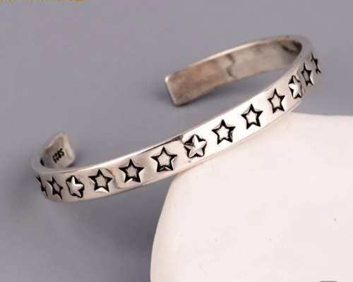 925 Silver Multi Star Open Cuff Bangle