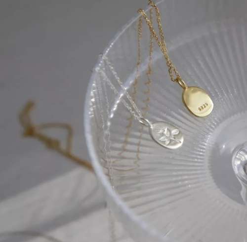 925 Silver Engraved Rose Flower Necklace