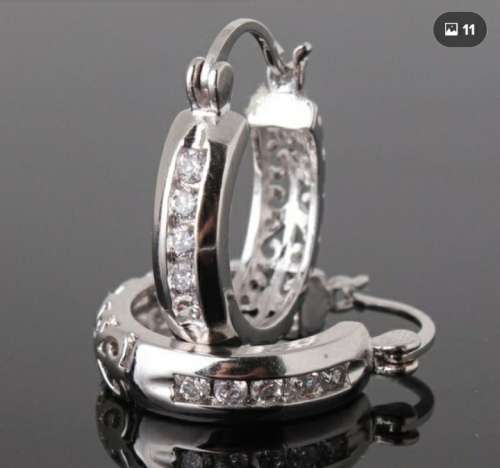 925 Silver CZ Hoops