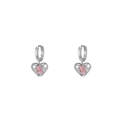 925 Silver Pink Heart Earrings