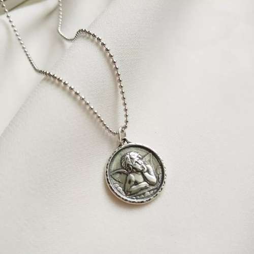 Sterling Silver Guardian Angel Necklace