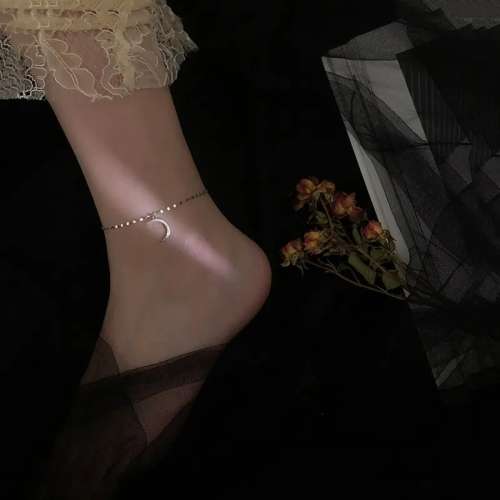 925 Silver CZ Moon Anklet