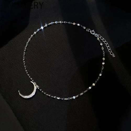 925 Silver CZ Moon Anklet