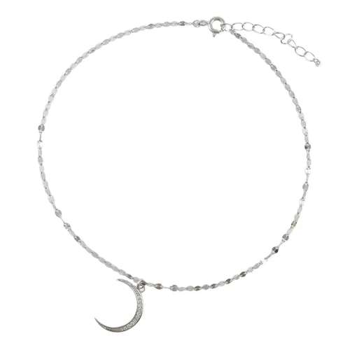 925 Silver CZ Moon Anklet