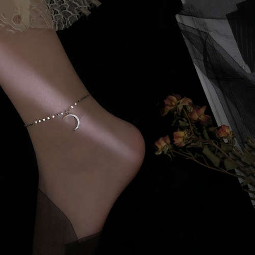 925 Silver CZ Moon Anklet