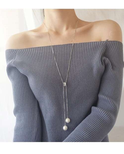 SPECIAL - 925 Silver Long Pearl Tassel Necklace