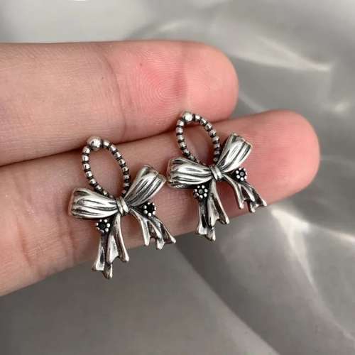 925 Silver Vintage Bow Stud Earrings