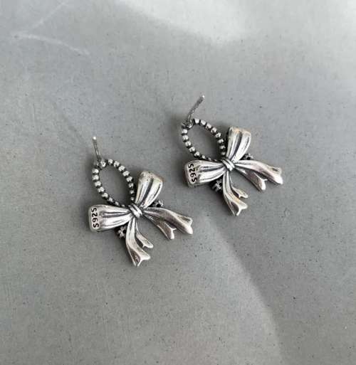 925 Silver Vintage Bow Stud Earrings