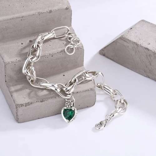 925 Silver Green Stone  Bracelet