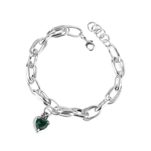925 Silver Green Stone  Bracelet