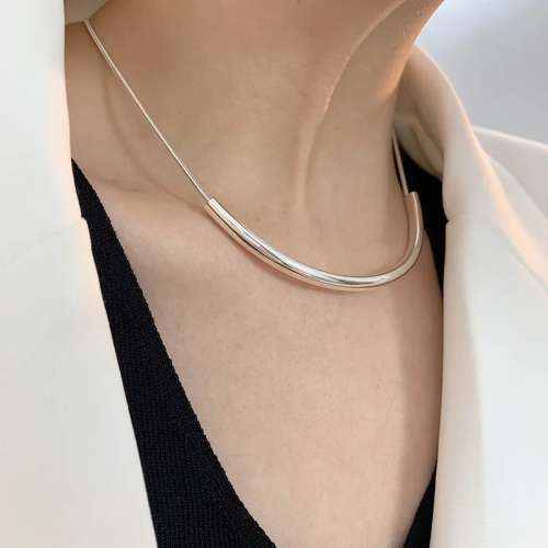 SPECIAL - 925 Silver Clavicle Tube Choker Necklace.