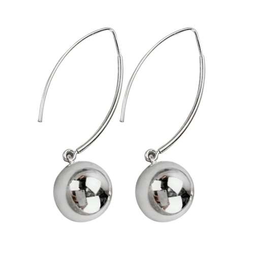 925 Silver Round Ball Drop Earrings