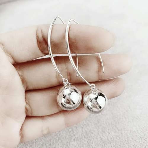 925 Silver Round Ball Drop Earrings