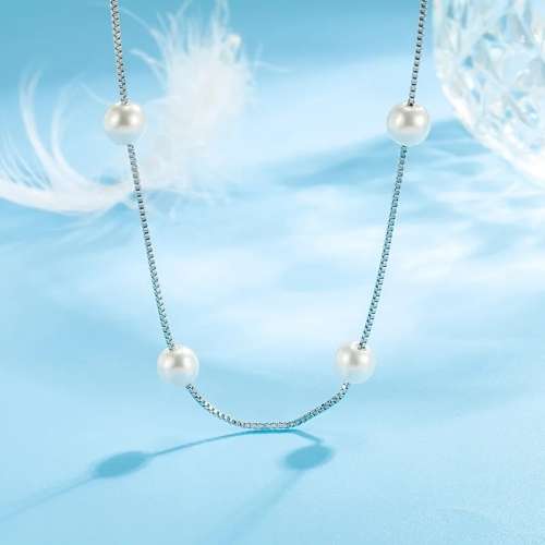 925 Silver Clavicle Pearl Necklace