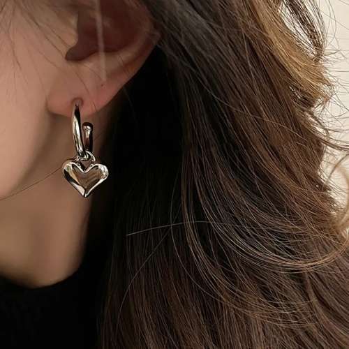 925 Silver Hanging Heart Earrings