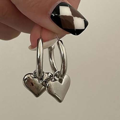 925 Silver Hanging Heart Earrings