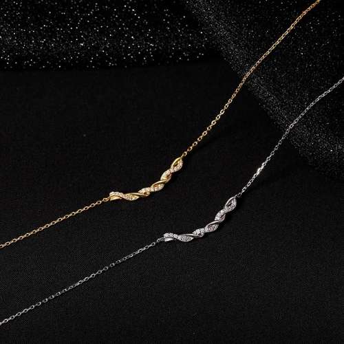 925 Silver Ripple Winding CZ Necklace