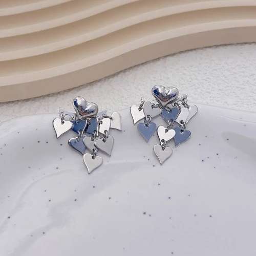 925 Silver Heart Tassel Earrings