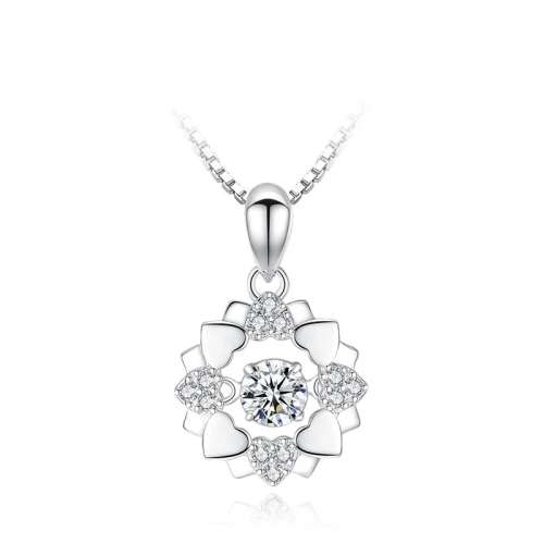925 Silver Heart Flower Necklace