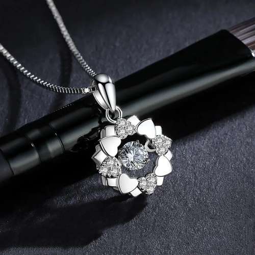 925 Silver Heart Flower Necklace