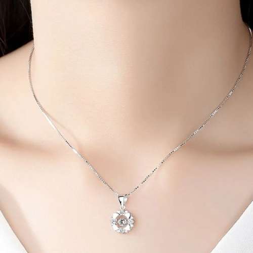 925 Silver Heart Flower Necklace