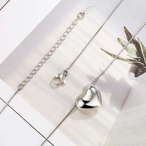 925 Silver 3D Slider Heart Necklace