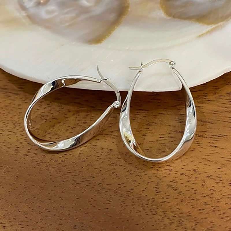 925 Silver Oval Buckle Earrings