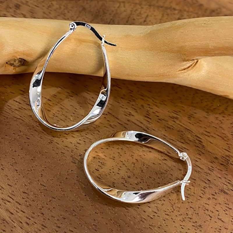 925 Silver Oval Buckle Earrings