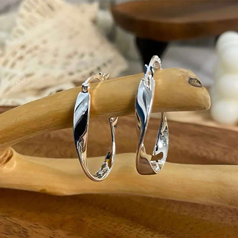 925 Silver Oval Buckle Earrings