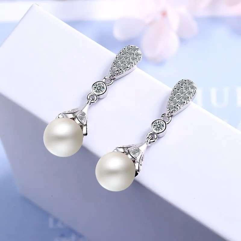 925 Silver Hanging Pearl Earrings