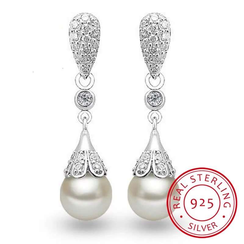 925 Silver Hanging Pearl Earrings