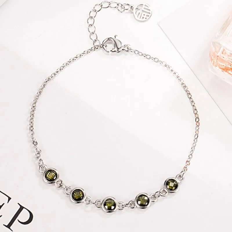 925 Silver Coloured Stone Bracelet