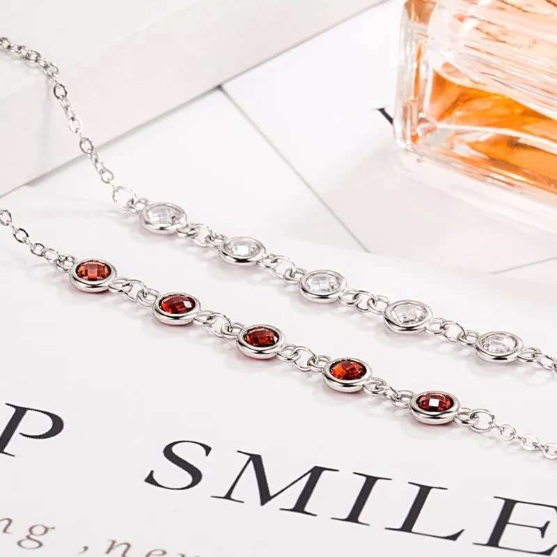 925 Silver Coloured Stone Bracelet