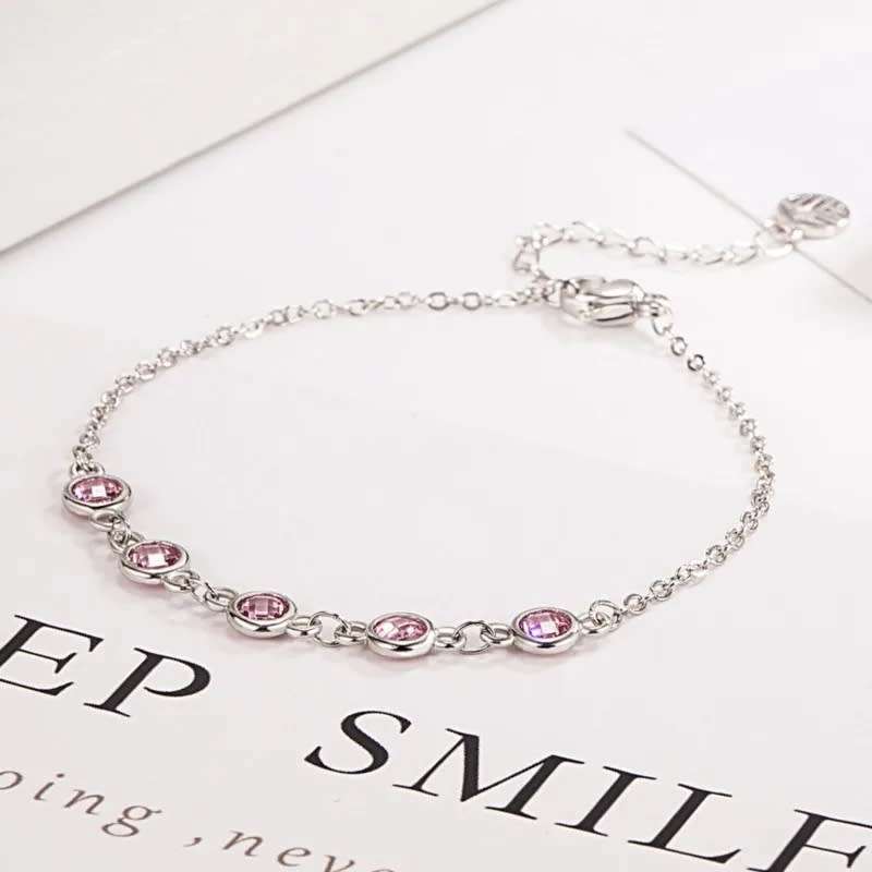 925 Silver Coloured Stone Bracelet