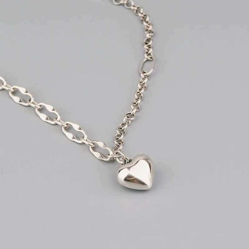 925 Silver Solid Love Heart Necklace