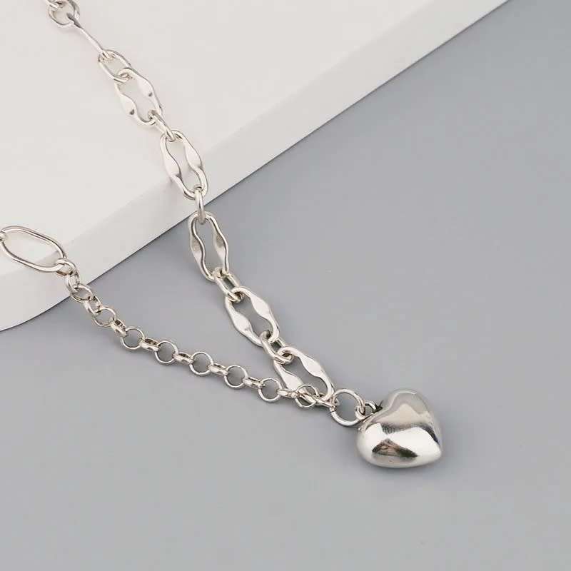 925 Silver Solid Love Heart Necklace