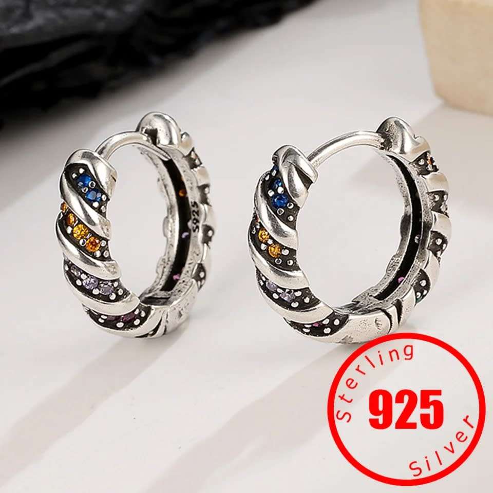 925 Silver Colourful Crystal Earrings