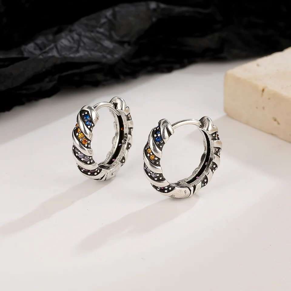 925 Silver Colourful Crystal Earrings