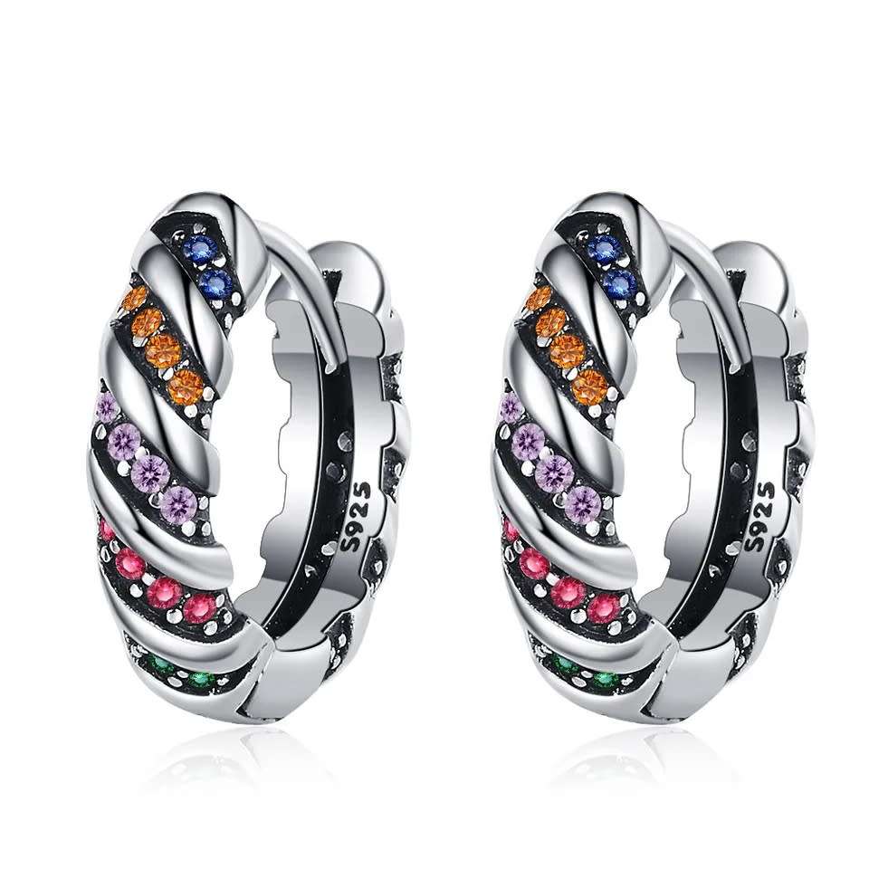 925 Silver Colourful Crystal Earrings