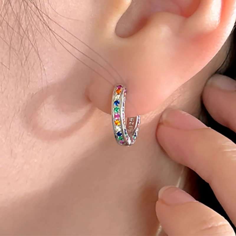 925 Silver Colourful Huggie Earrings