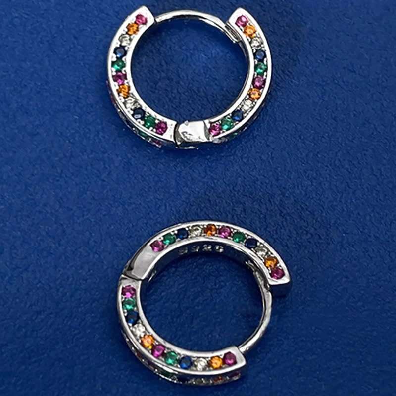925 Silver Colourful Huggie Earrings