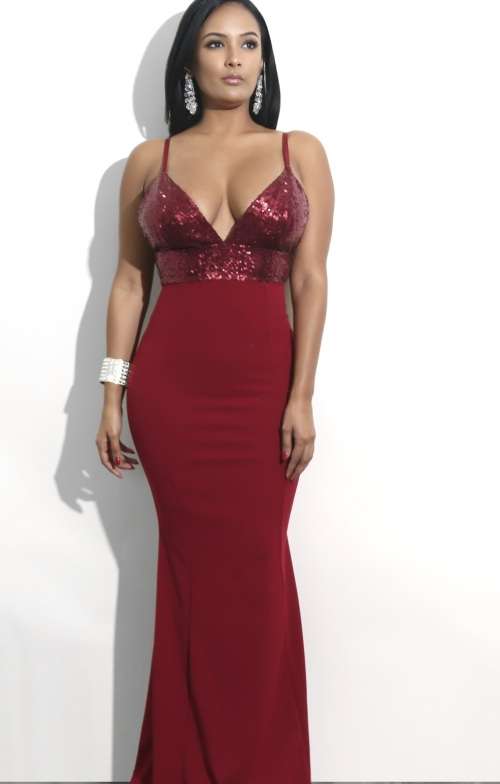 Red Sequinned Matric Dance Dress