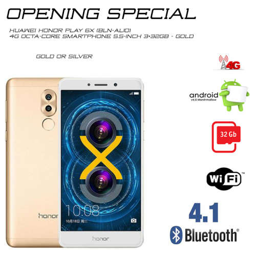 HUAWEI Honor Play 6X (BLN-AL10) 4G Octa-core Smartphone 5.5-inch 3+32GB - Gold or Silver