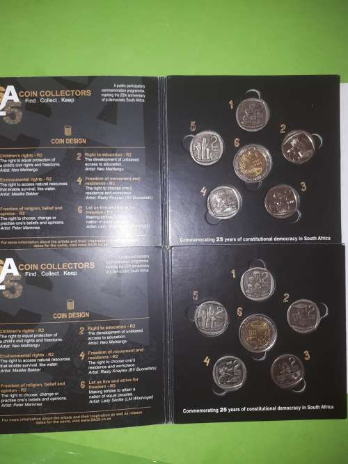 25 yrs of democracy coin collection folder  ( 2 available ) ( price per folder )