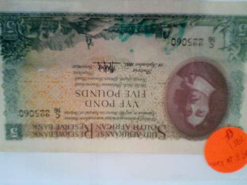 1951 M H de KOCK 5 Pound  NOte ( EF )