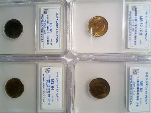 SA 1/4 pennies ( 1945/46/47/48 )  x 1 each ( All Graded) ( GREAT COLLECTION )